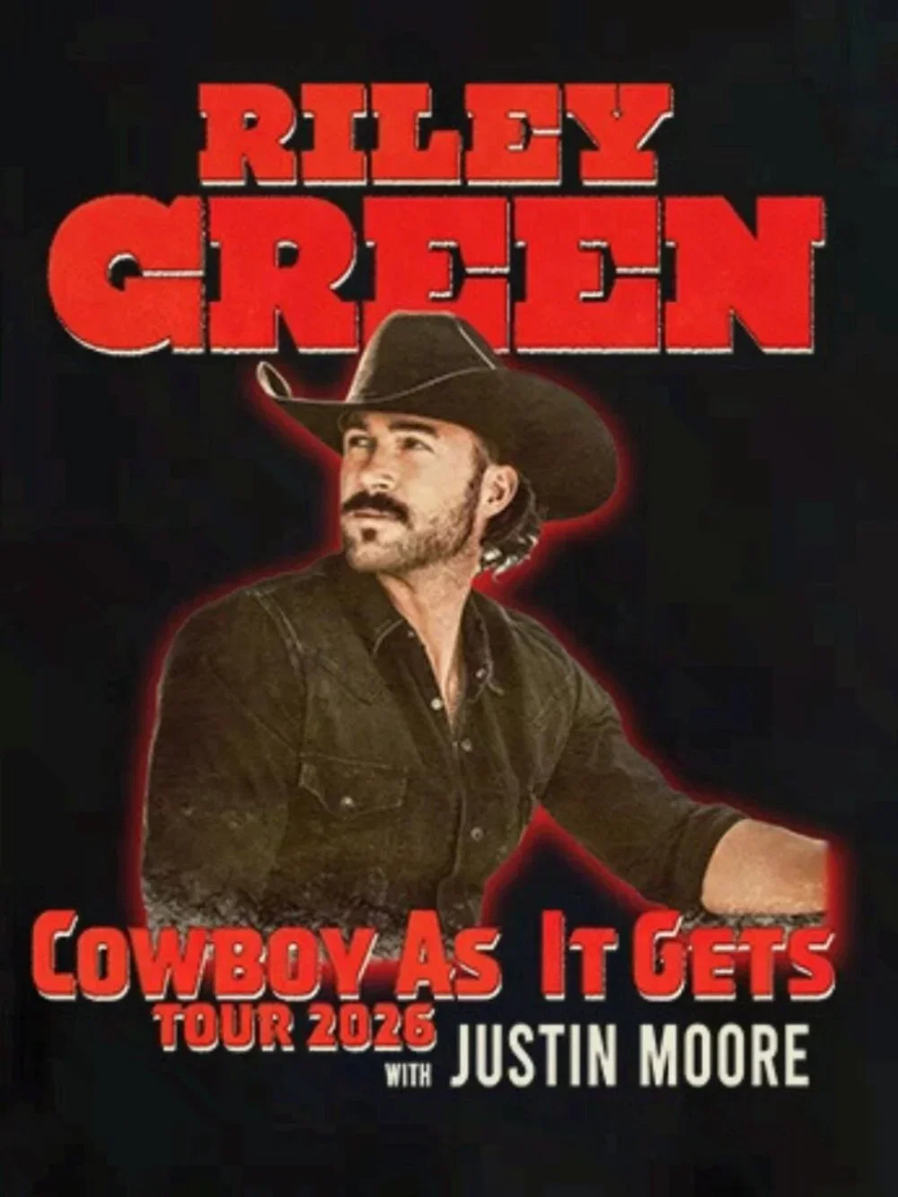 Riley Green Cowboy As It Gets Tour 2026 Graphic T-Shirt